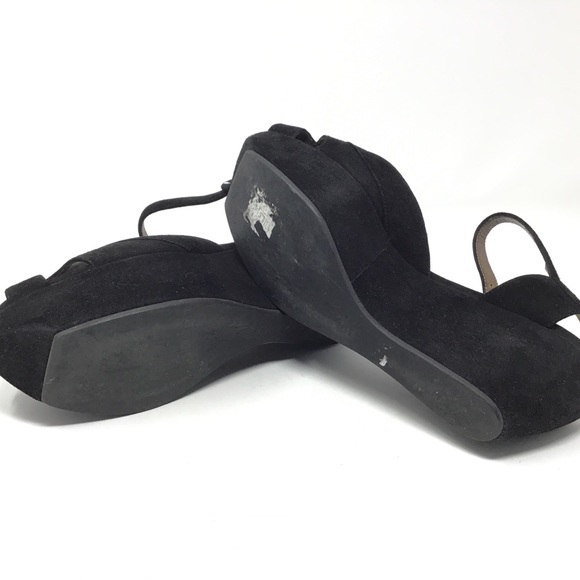 MARNI Suede Ankle Strap Platform Wedge Black Sandal - Picture 11 of 12